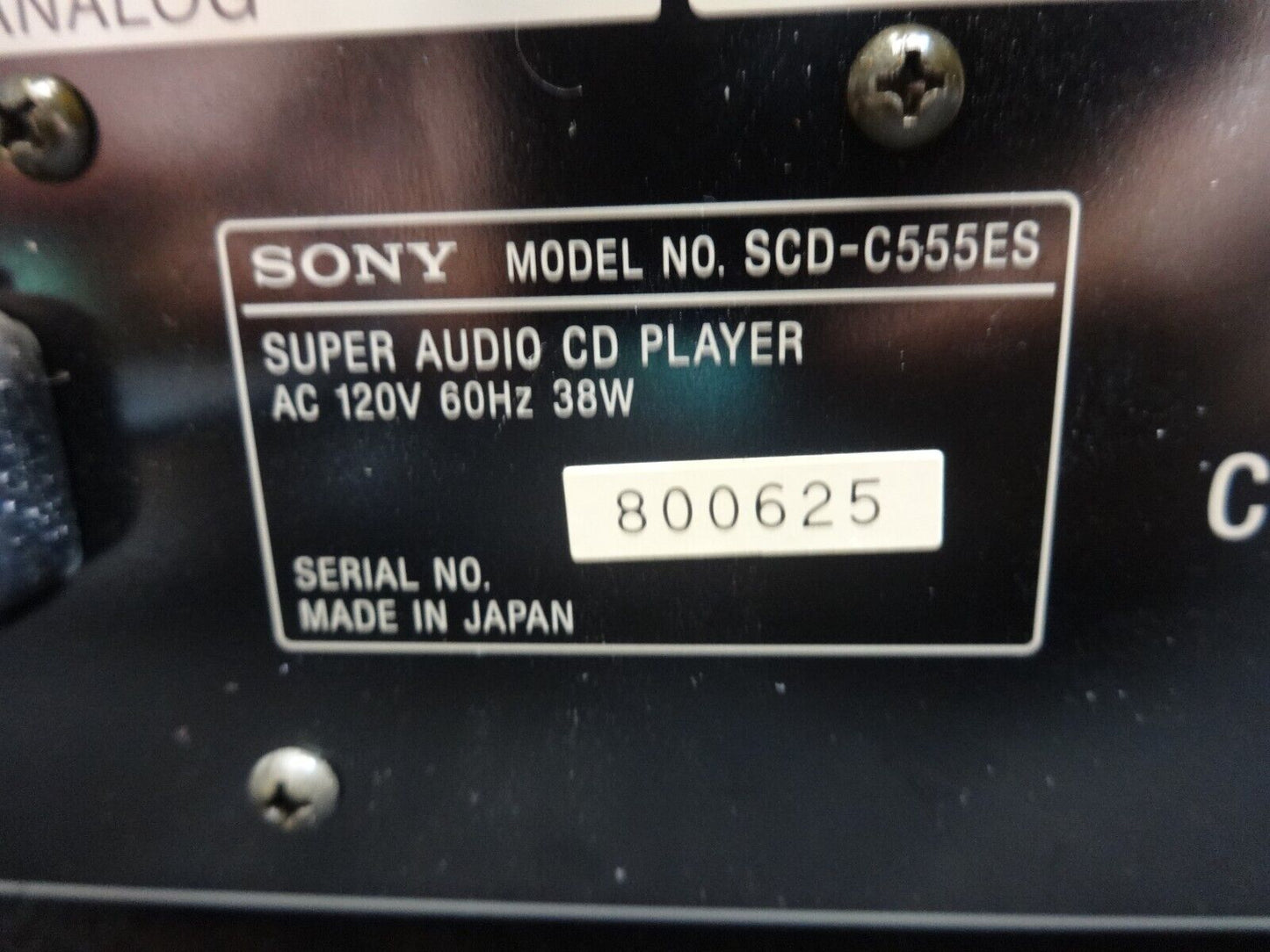 SONY Super Audio CD Player  SCD-C555ES 5-CD Changer PARTS OR REPAIR