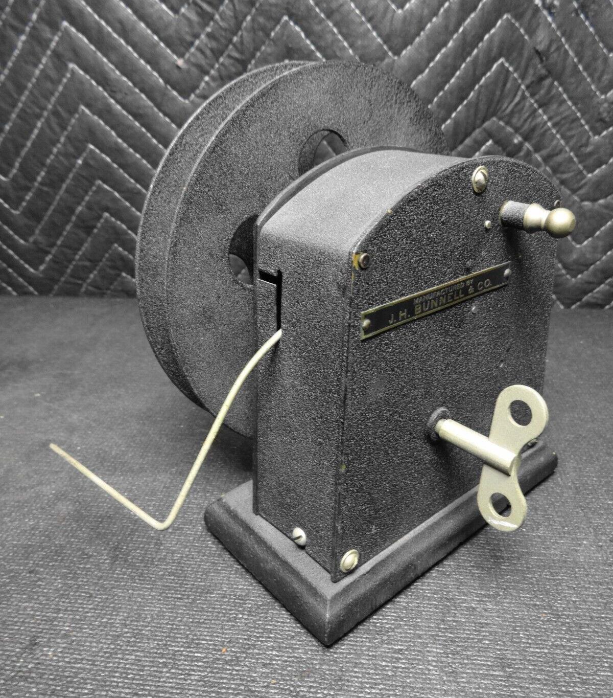 Antique J.H. Bunnell Telegraph Ticker Tape Take Up / Winder Reel - Working