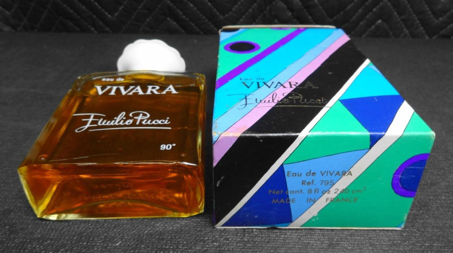 Vintage Emilio Pucci Eau De VIVARA BOTTLE 8 oz Splash NEW Old Stock NOS w/ Box