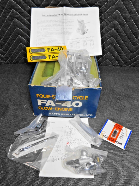 Vintage NOS SAITO FA-40 FOUR STROKE CYCLE GLOW ENGINE in Original Box w/ Papers