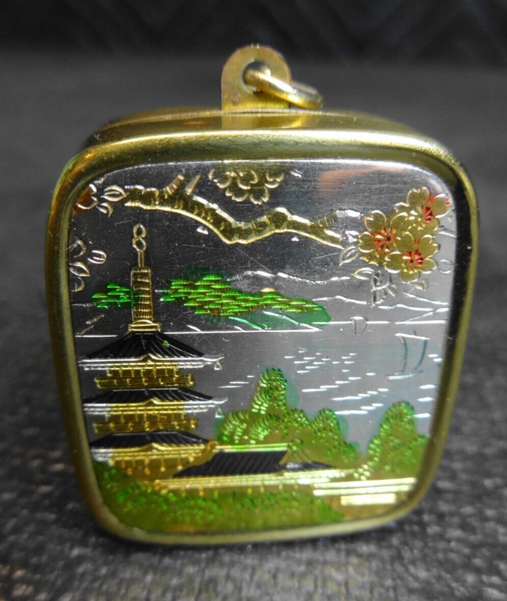 Sankyo Japan Music Box Keychain Music Box Pagoda & Cherry Blossoms - Love Story