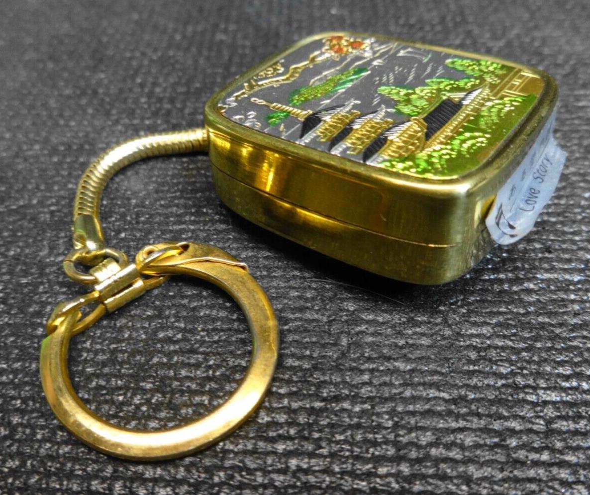 Sankyo Japan Music Box Keychain Music Box Pagoda & Cherry Blossoms - Love Story