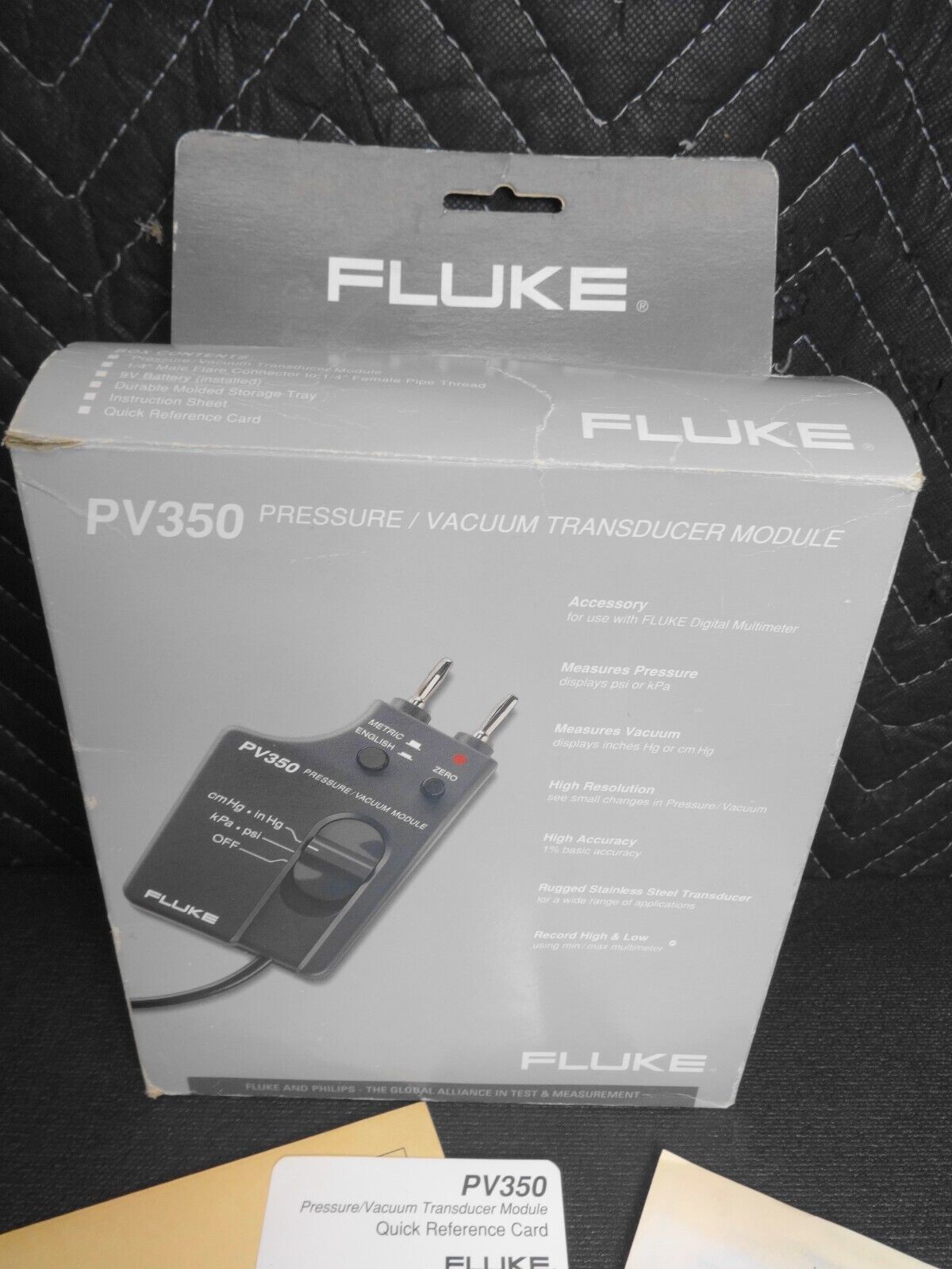 FLUKE  Pressure & Vacuum Transducer Module  # PV 350 w/ Box & Papers