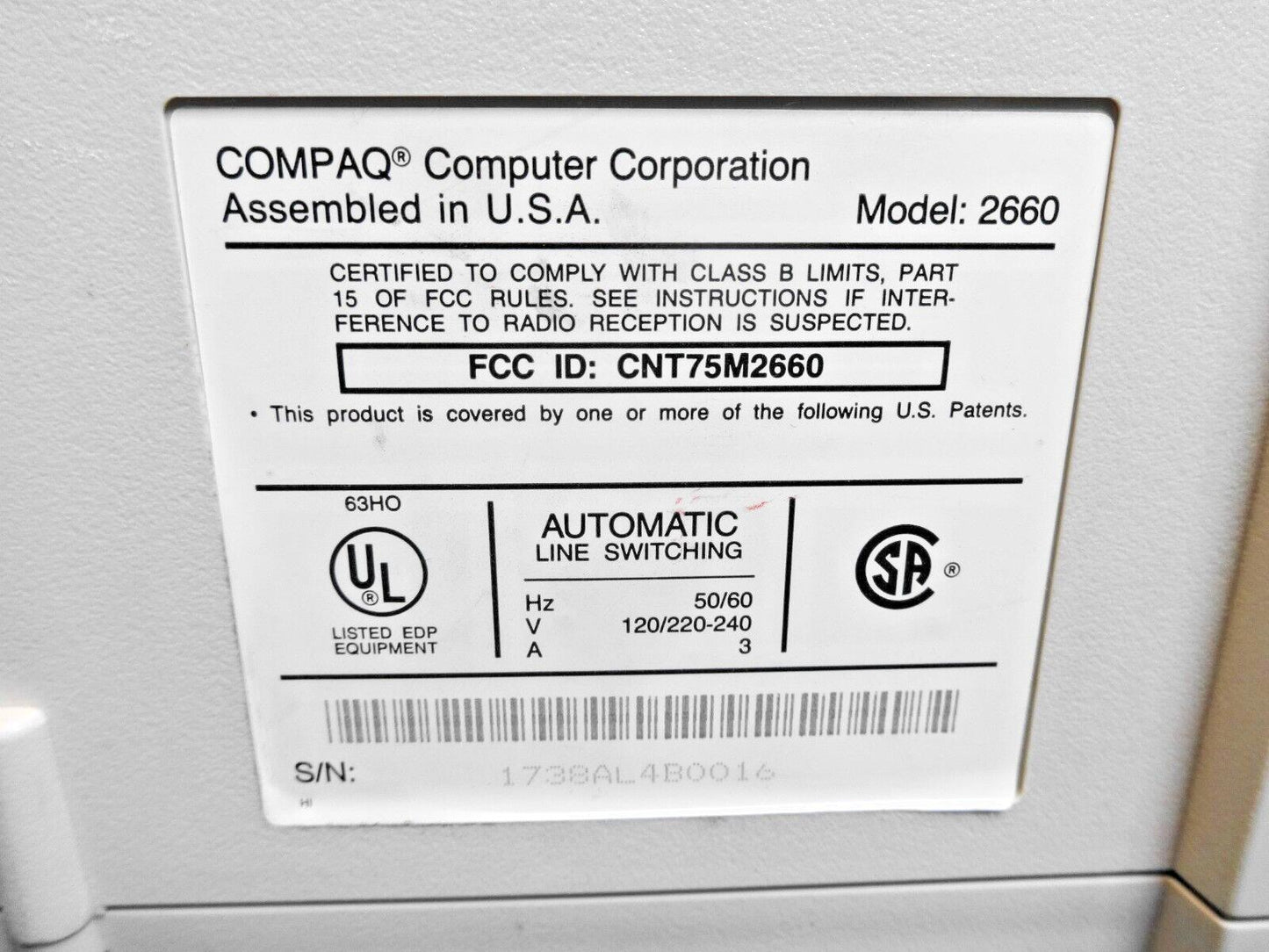 Vintage Compaq Portable III  Computer, Model 2660