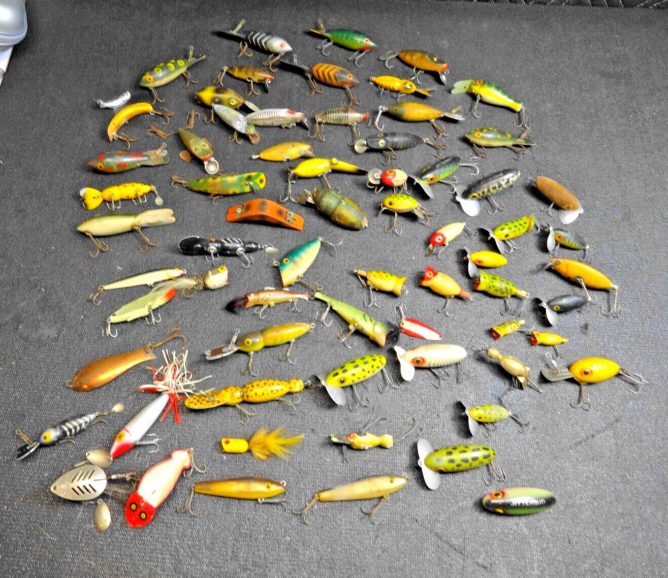 Nice Lot of 68 Vintage Heddon Arboghast Runt Spook Hula Dancer Jitterbug Lures