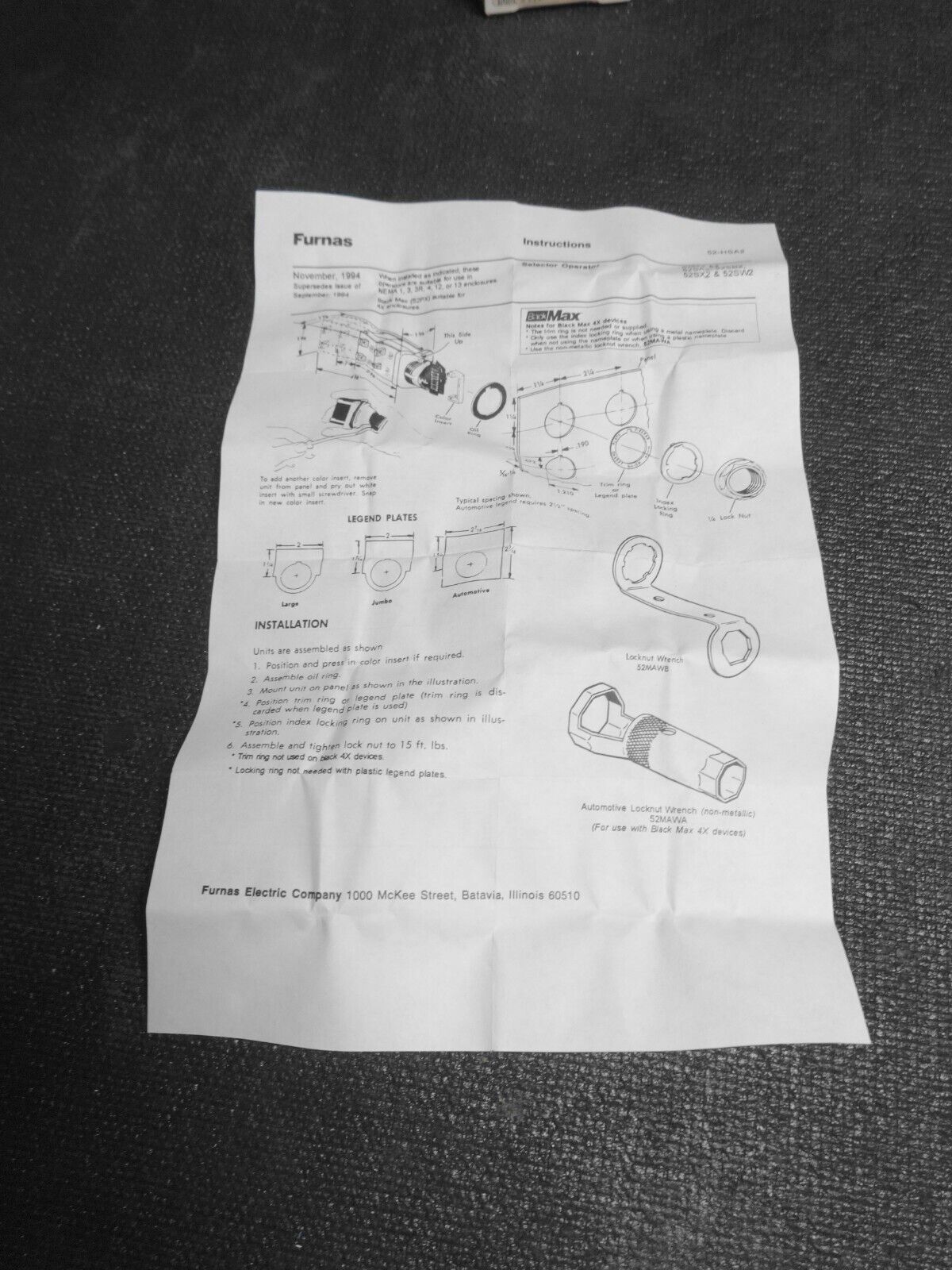 NEW SIEMENS 52SA2CAB Oil Tight Selector Operator Short Lever 3 POS, CAM C Furnas