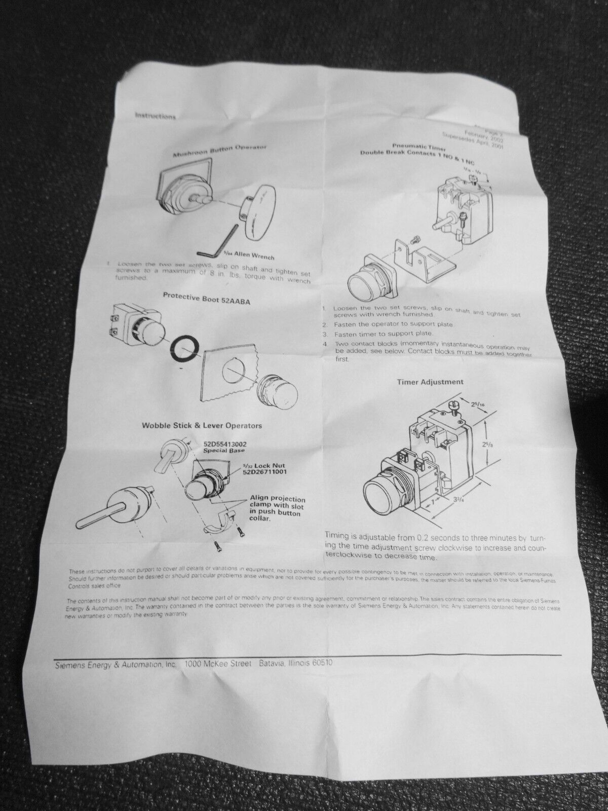 Furnas 52PA8B1 Siemens Push Button Operator - Extended Cap - BLACK