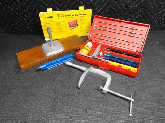 Lansky Deluxe 5-Stone Knife Sharpening System w/ Pedestal, "C" Clamp & Sapphire