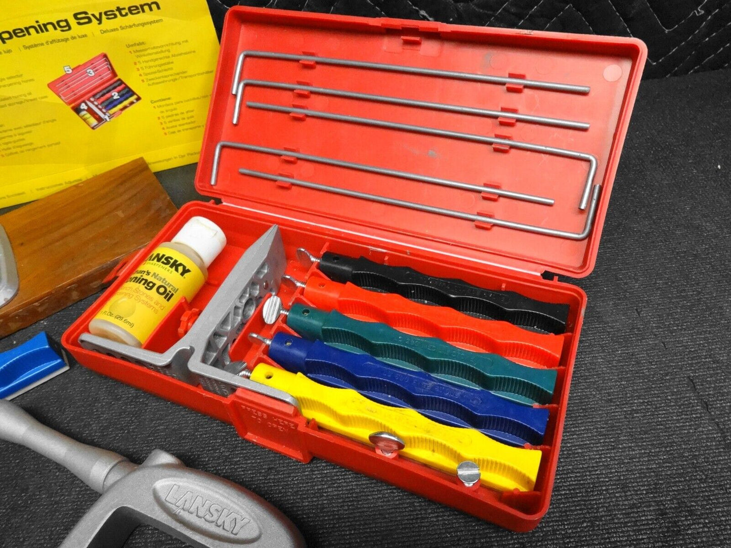 Lansky Deluxe 5-Stone Knife Sharpening System w/ Pedestal, "C" Clamp & Sapphire