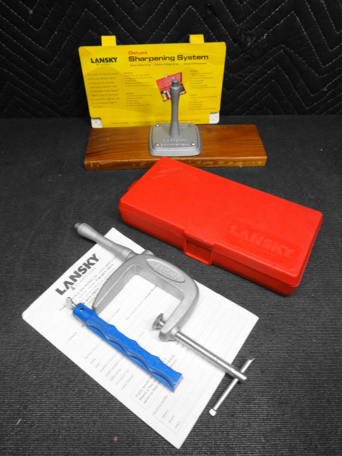 Lansky Deluxe 5-Stone Knife Sharpening System w/ Pedestal, "C" Clamp & Sapphire