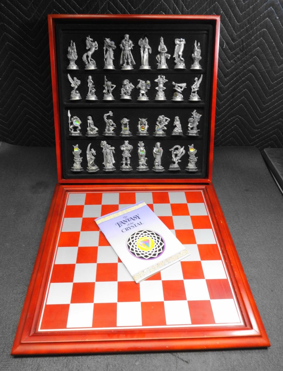 DANBURY MINT FANTASY OF THE CRYSTAL PEWTER & SWAROVSKI CHESS SET LIMITED EDITION