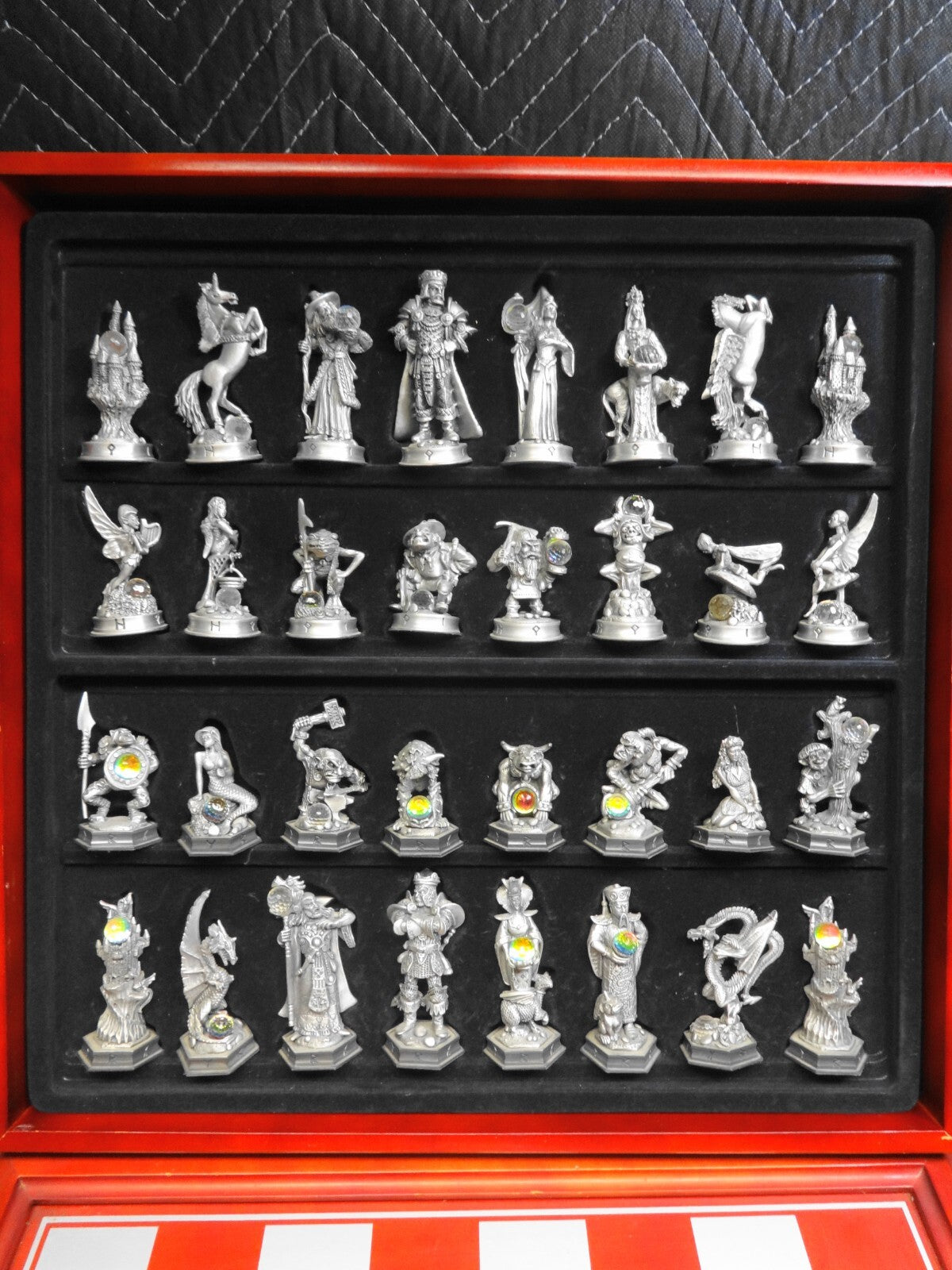 DANBURY MINT FANTASY OF THE CRYSTAL PEWTER & SWAROVSKI CHESS SET LIMITED EDITION