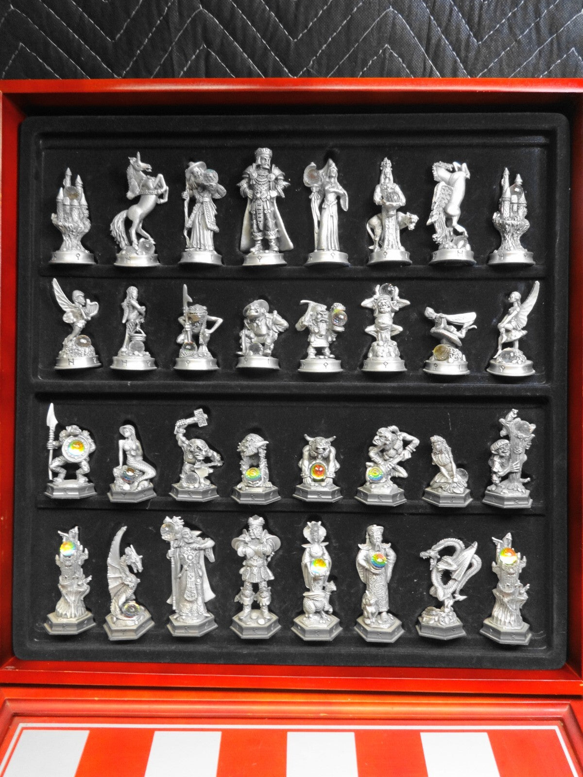 DANBURY MINT FANTASY OF THE CRYSTAL PEWTER & SWAROVSKI CHESS SET LIMITED EDITION