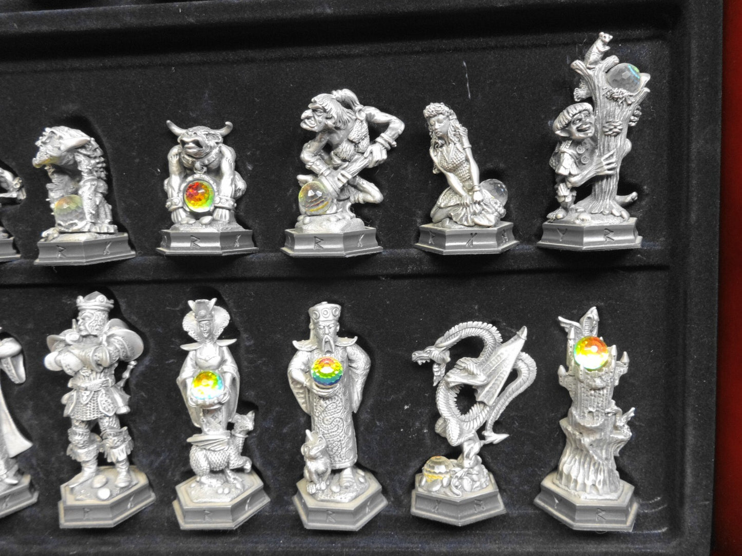 DANBURY MINT FANTASY OF THE CRYSTAL PEWTER & SWAROVSKI CHESS SET LIMITED EDITION