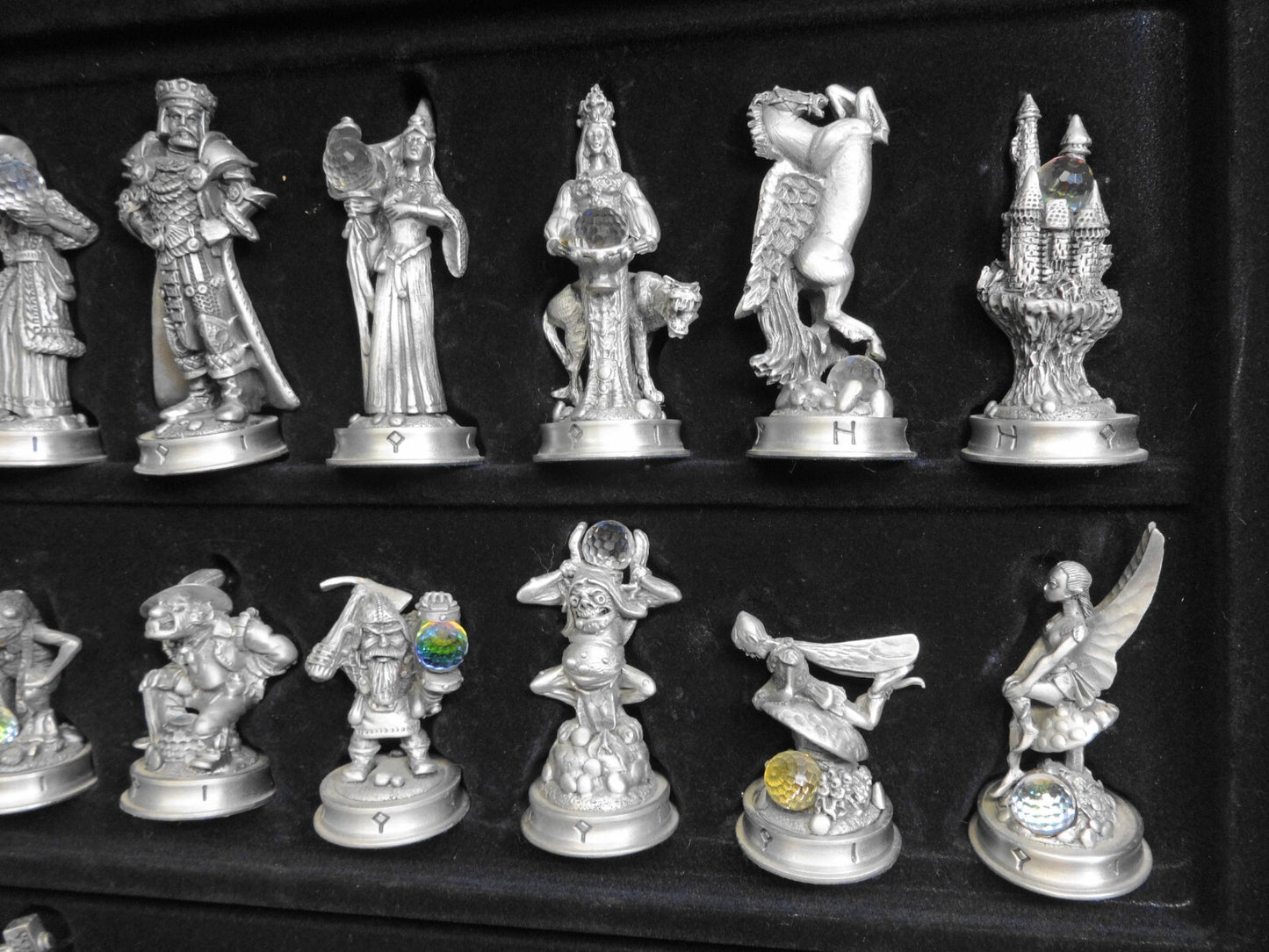 DANBURY MINT FANTASY OF THE CRYSTAL PEWTER & SWAROVSKI CHESS SET LIMITED EDITION