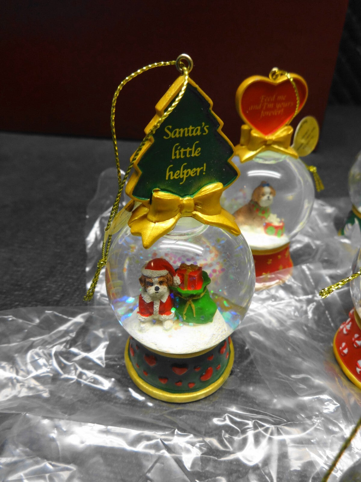 Danbury Mint Shih Tzu Dog Snow Globe Christmas Ornament Collection set of 11