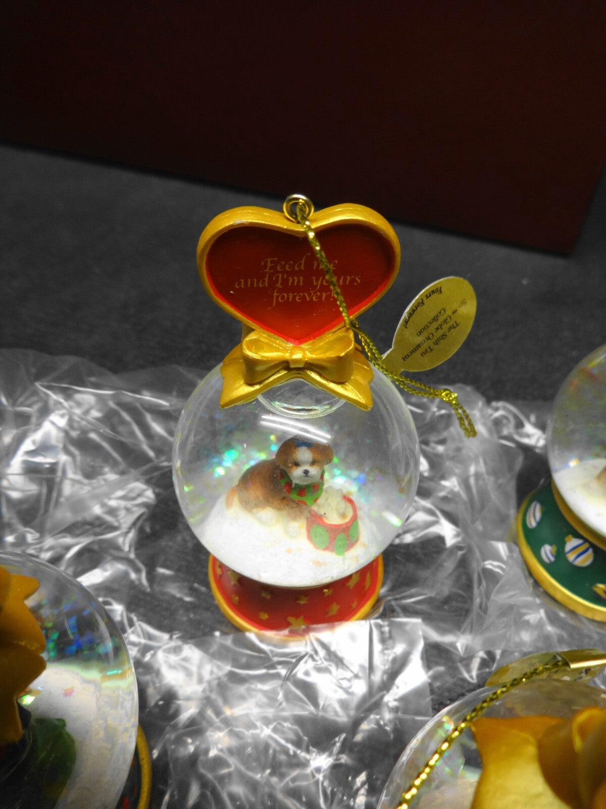 Danbury Mint Shih Tzu Dog Snow Globe Christmas Ornament Collection set of 11