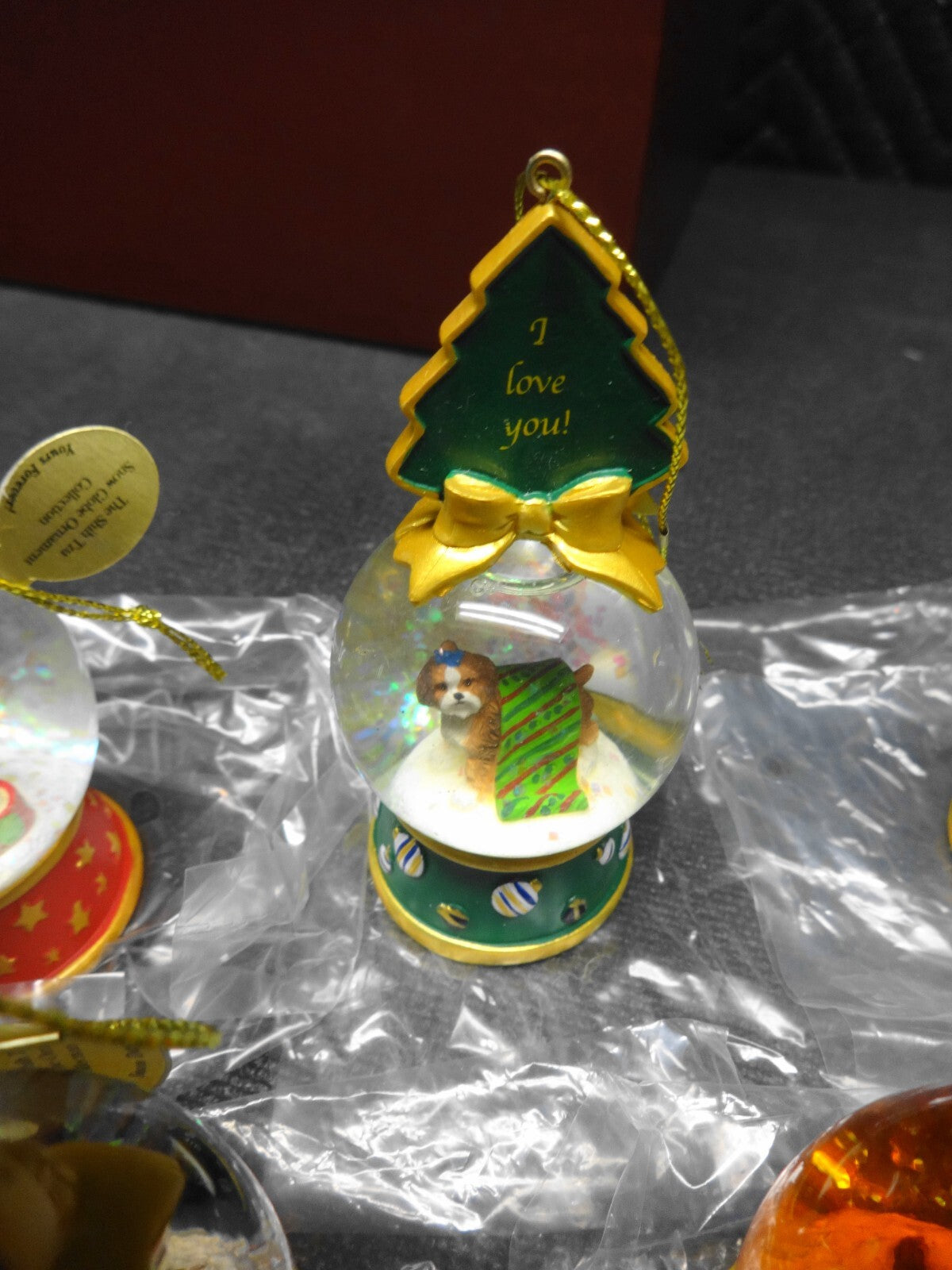 Danbury Mint Shih Tzu Dog Snow Globe Christmas Ornament Collection set of 11