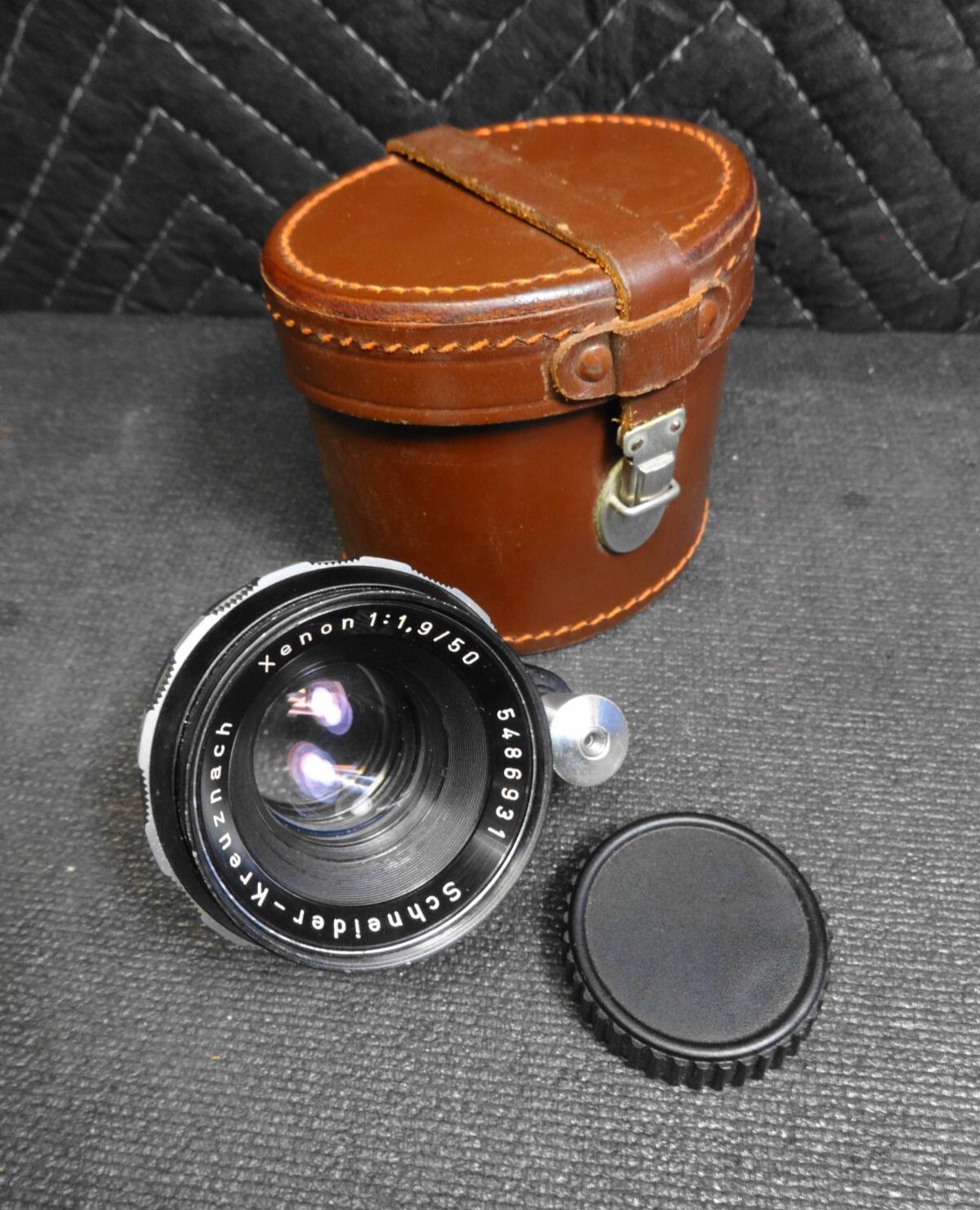 Rare Schneider Kreuznach Xenon 50mm f/1.9 Lens w/ leather case