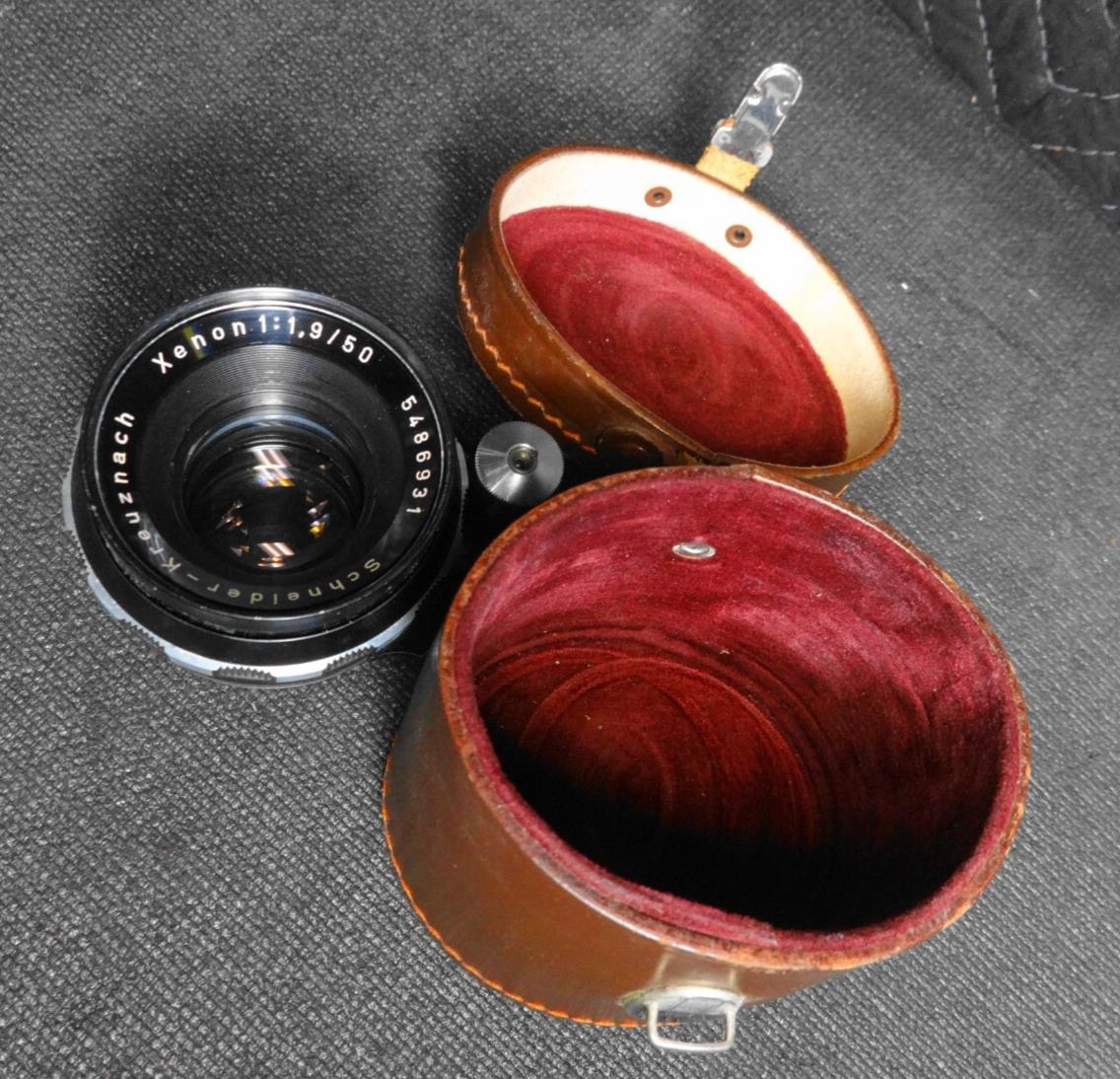 Rare Schneider Kreuznach Xenon 50mm f/1.9 Lens w/ leather case