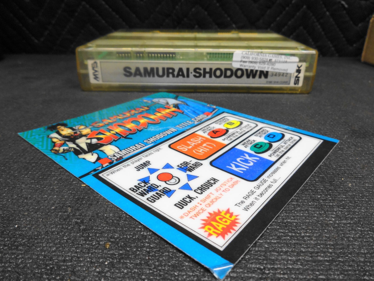 U.S. Seller - SAMURAI SHODOWN MVS Authentic Cartridge Neo Geo SNK w/ Marquee