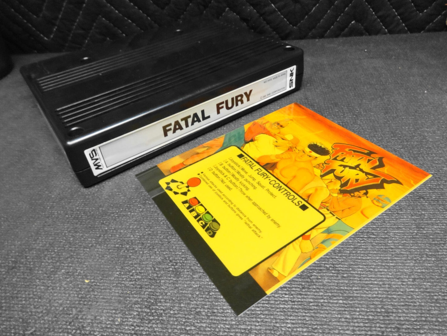 Neo Geo MVS - Fatal Fury Video Game Cartridge & Marquee -SNK