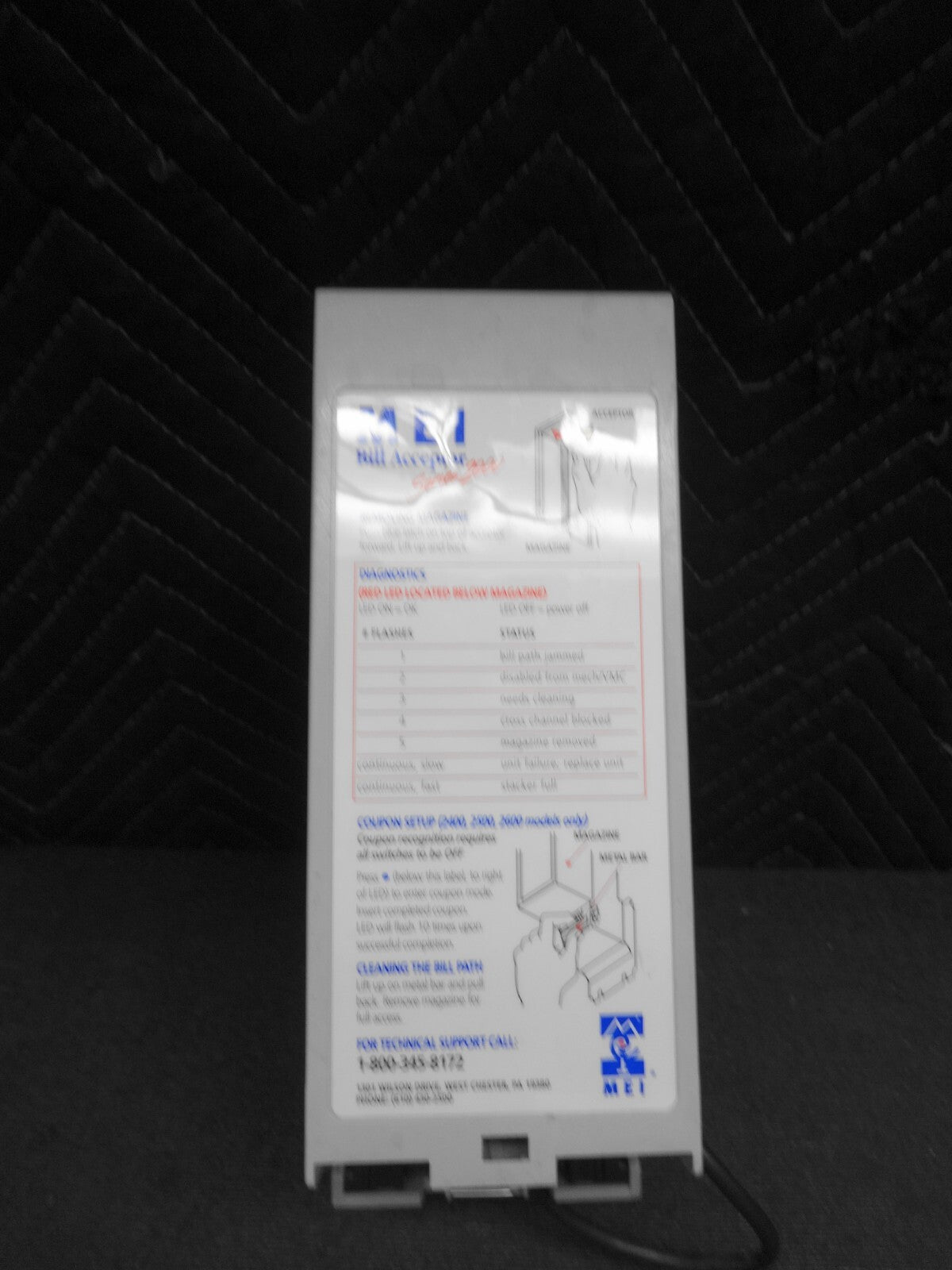 Mars MEI AE2411 U7 115vac Bill Acceptor Validator $1s & $5  Vending & Bill Box