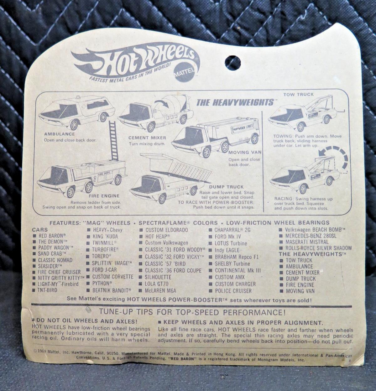 NOS Hot Wheels Heavyweights Fire Truck Vintage 1969 Redline Red Cab in Package