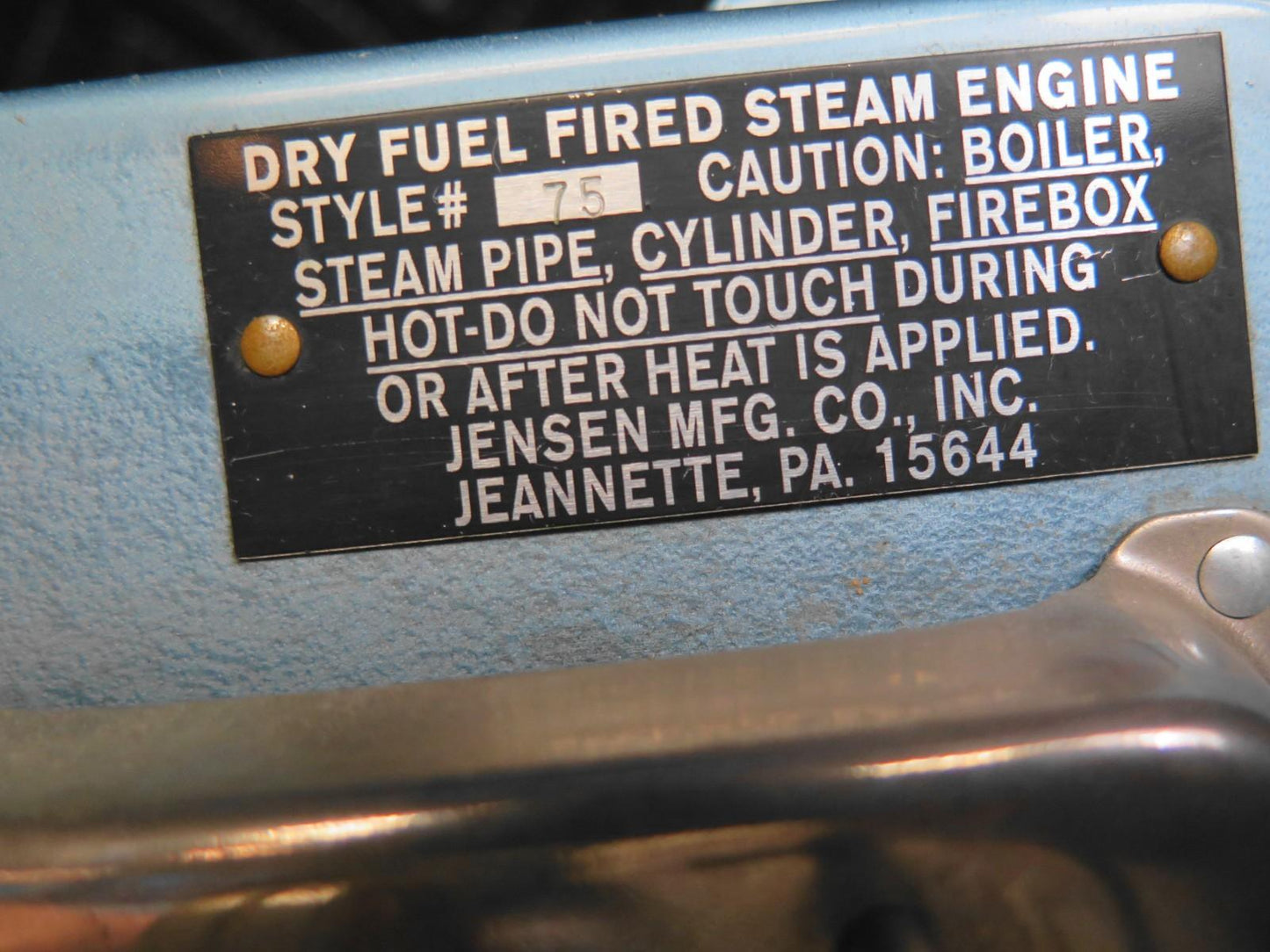 Jensen Model 75 Dry Fuel Steam Engine