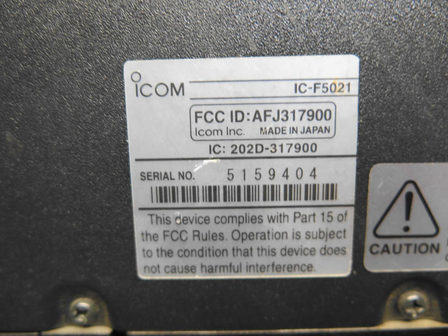 PCI ICOM IC-F5021, 50 WATT, 128 CHANNEL RADIO w/ HM-152 MIC