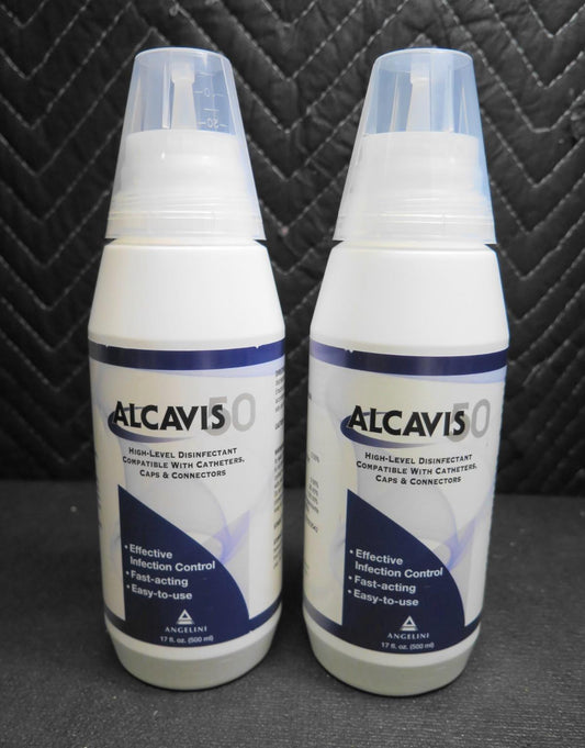 2x ALCAVIS 50 High-Level Disinfectant 15501, 17 fl. oz. (500ml) Exp: 2026-10-17