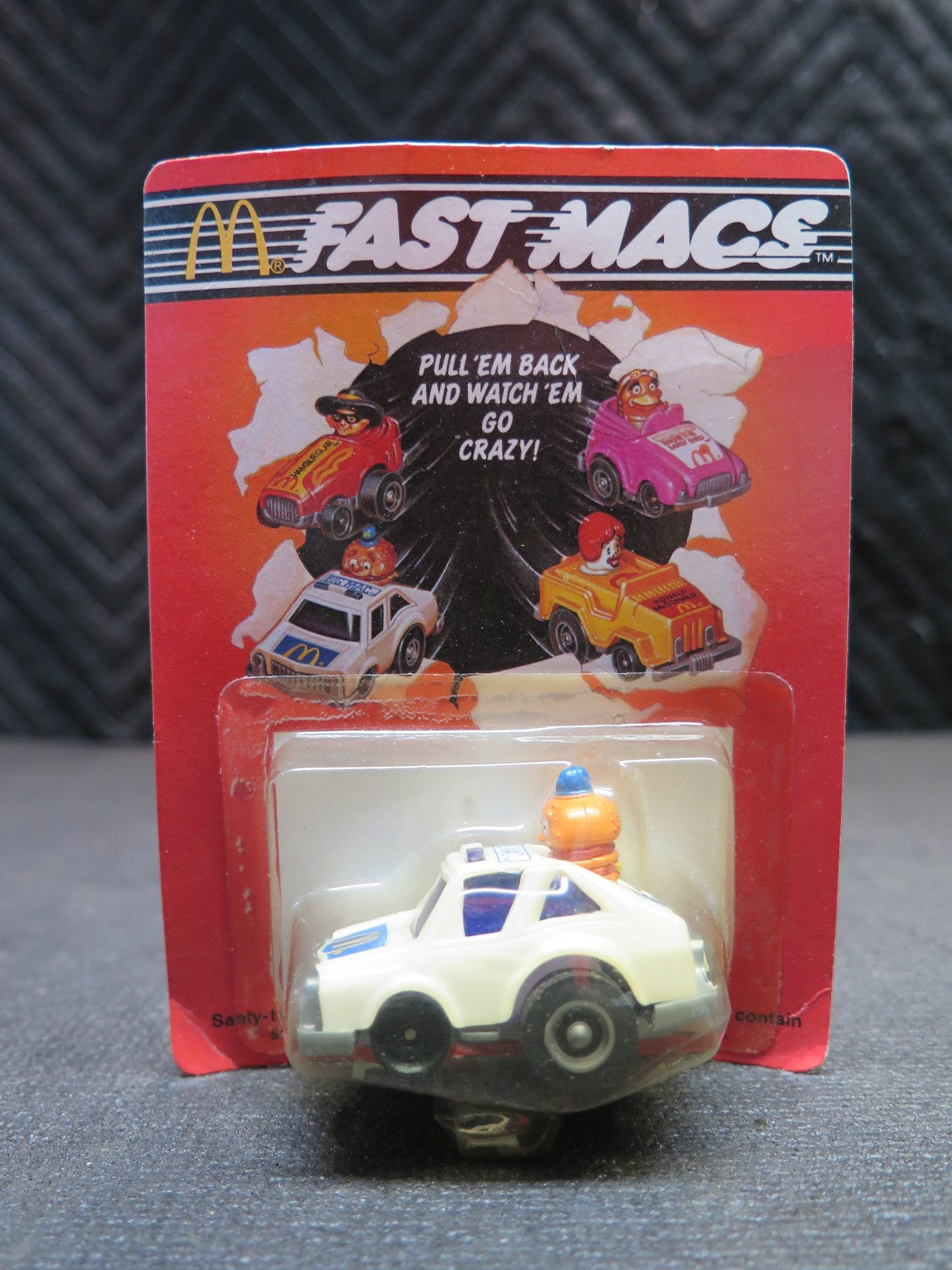 Vintage 1985 Ertl McDonald's Fast Macs Big Mac Squad Car Sealed Pull Back Car