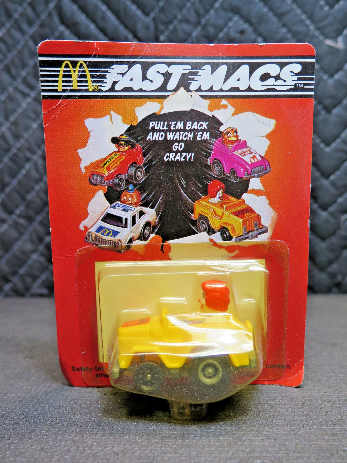McDonald's 1985 Fast Macs Happy Meal Ronald Mini Pull Back Jeep in Package