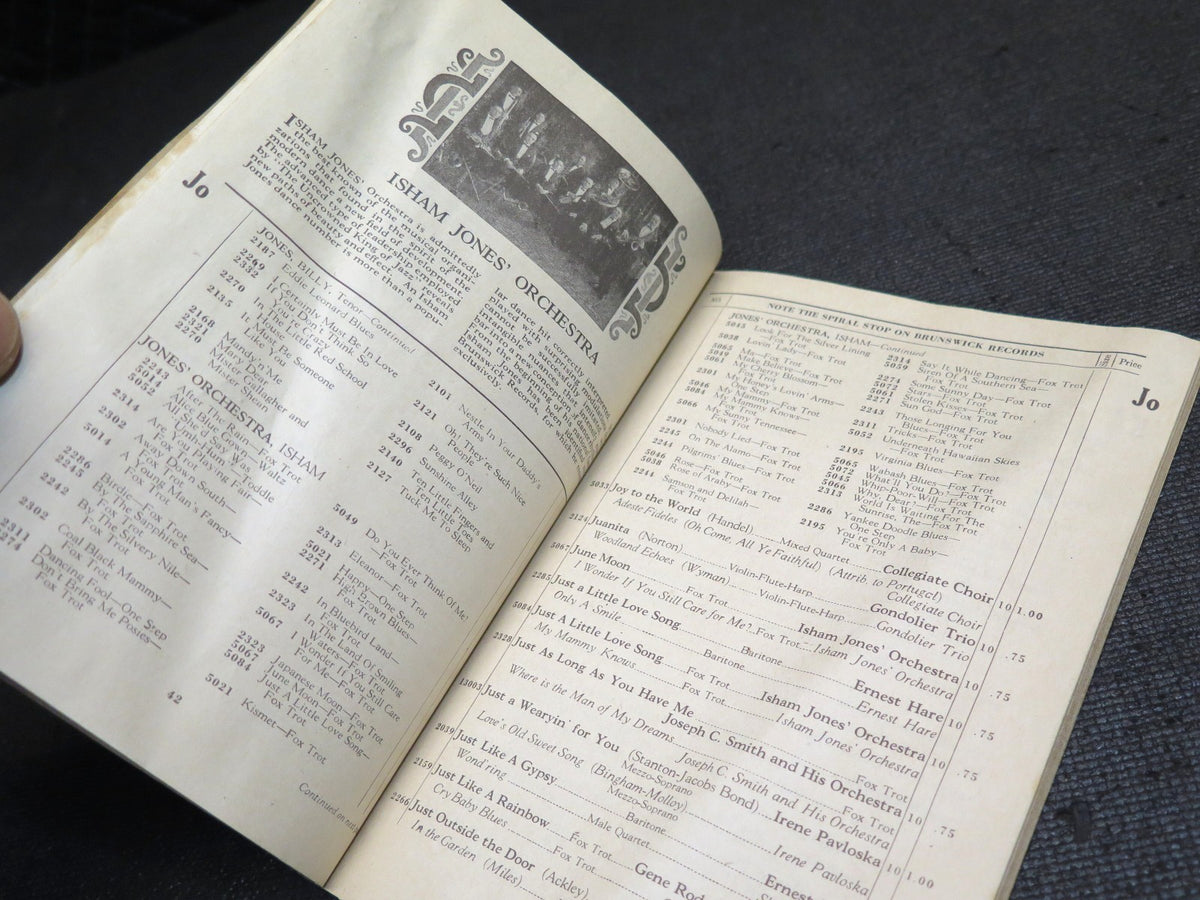 Antique 1923 Brunswick Records - Record Catalog