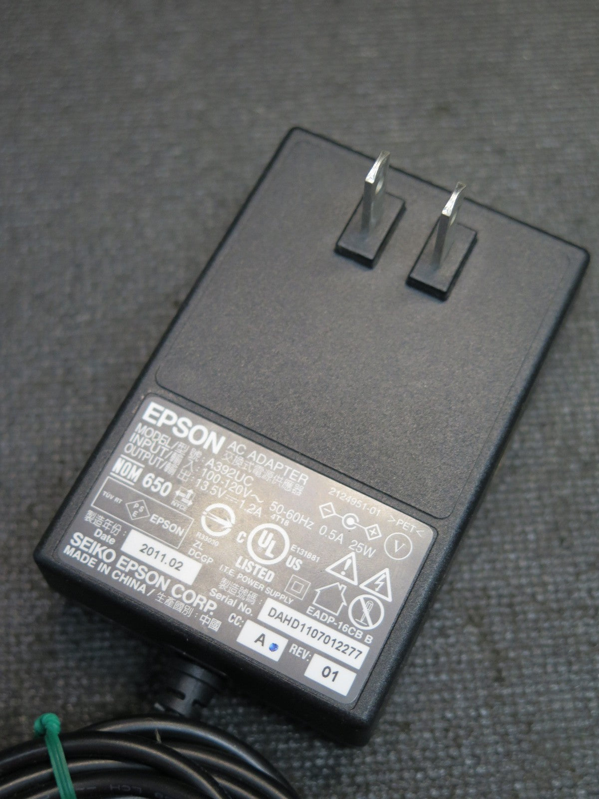 GENUINE EPSON A392UC A/C Adapter 13.5V  1.2A Power Supply