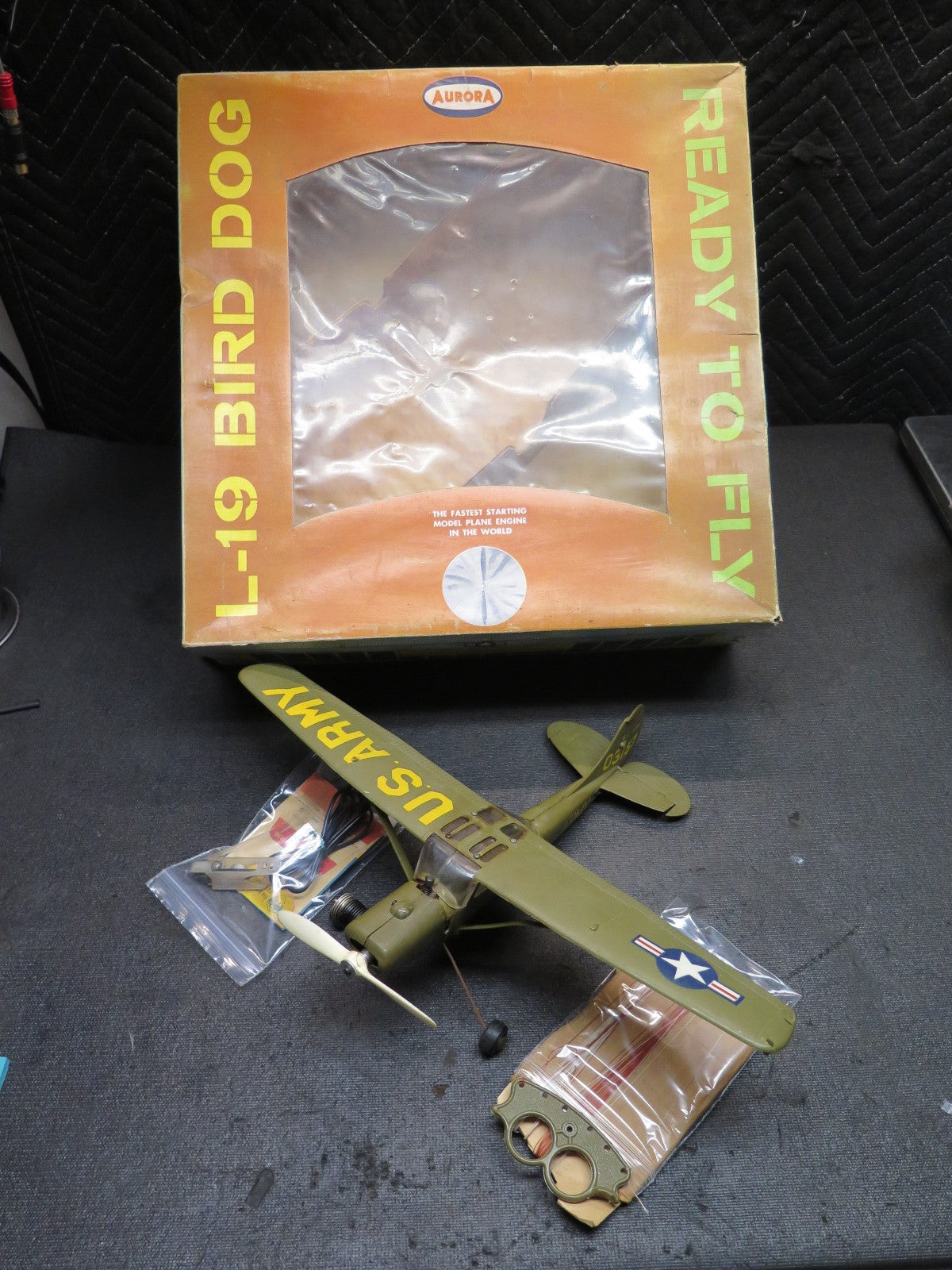 Vintage Aurora L-19 Bird Dog Control Line Airplane with Box