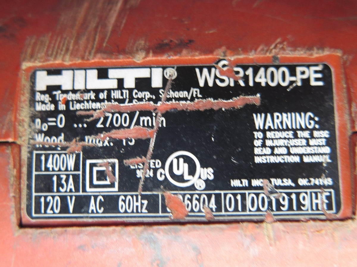 Hilti WSR 1400-PE Heavy-duty Reciprocating Saw Demolition Corded Electric 120V