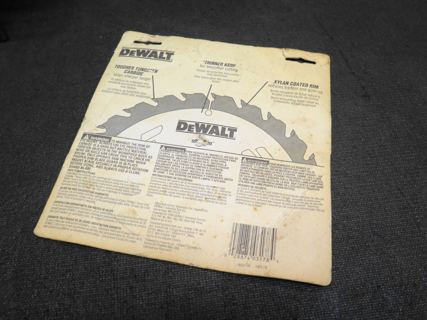 Dewalt Circular Saw Blade DW3178 - 7 1/4 in Diameter - Tungsten Carbide 24 Teeth