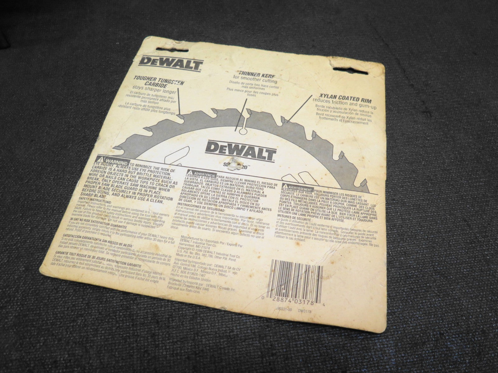 Dewalt Circular Saw Blade DW3178 - 7 1/4 in Diameter - Tungsten Carbide 24 Teeth