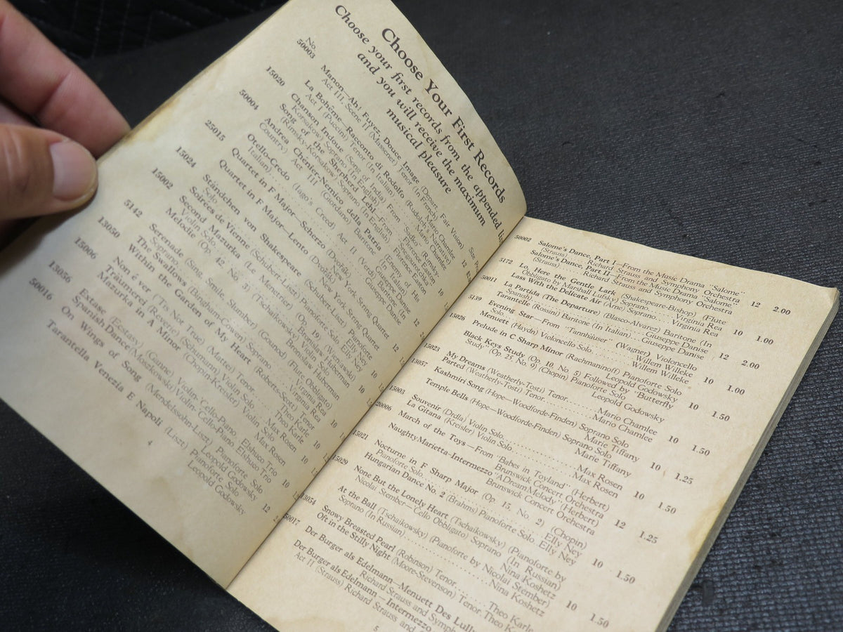 Antique 1923 Brunswick Records - Record Catalog