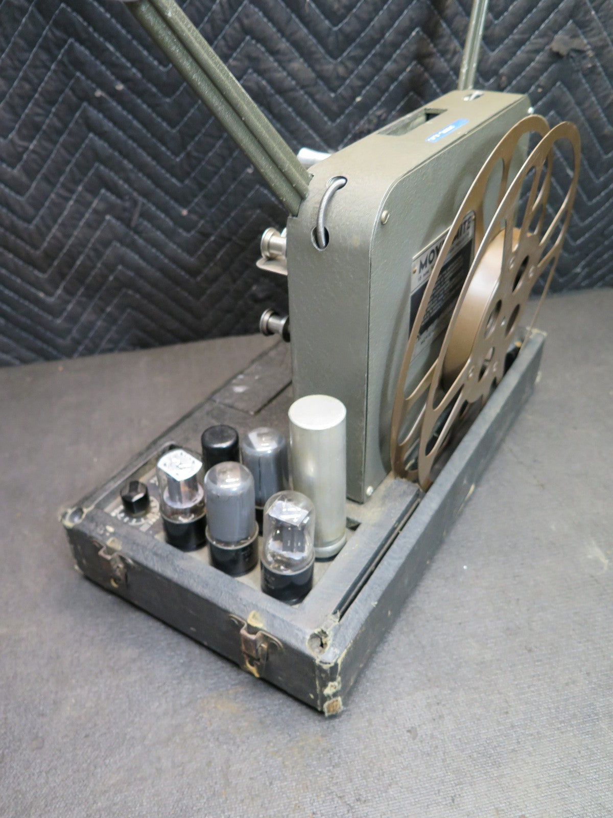 Vintage Movie-Mite 16mm Tube Sound On Film Projector w/ Cover - Power on Tested