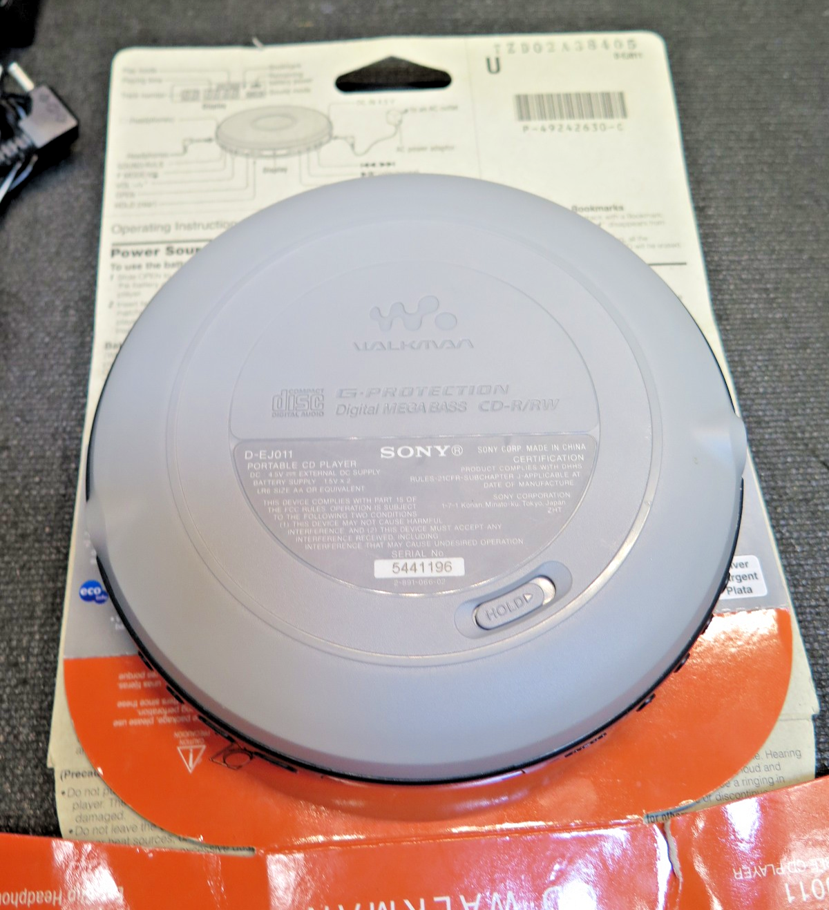 Sony Walkman D‑EJ011 Portable CD Player w/ Power Adapter Mega Bass G‑Protection