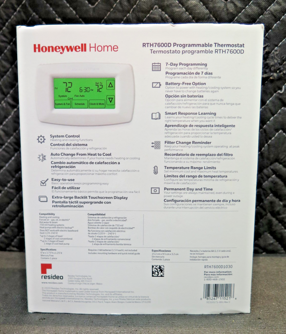 Honeywell Home RTH7600D 7-Day Programmable Touchscreen Thermostat NEW