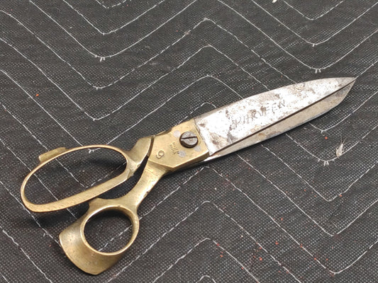 9" Parveen Brass & Steel Shear 4.5" blade - vintage scissor shears