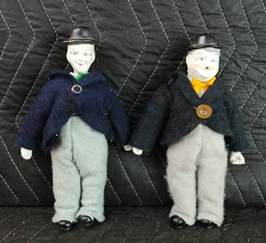 Vintage Laurel and Hardy Porcelain Dolls 9"