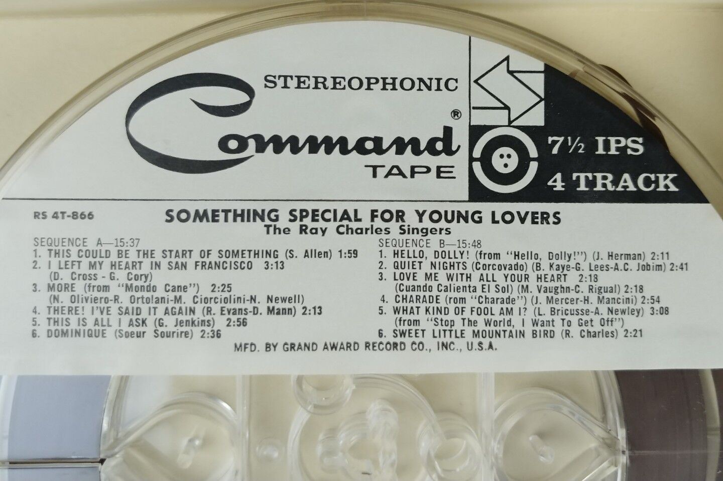 Ray Charles Singers Something Special Young Lovers Reel to Reel 4 Track Stereo