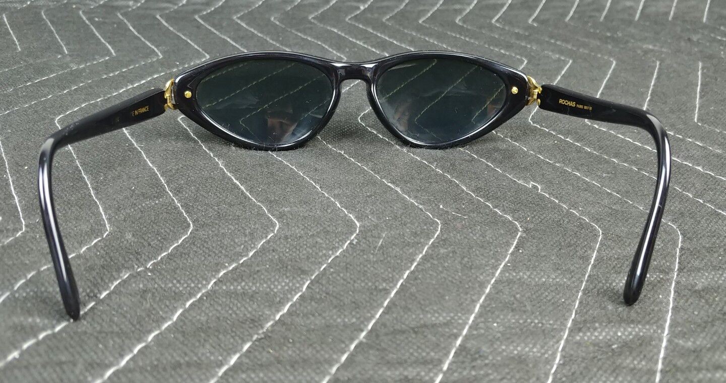 Designer, Rochas, Paris, Black Gold Decorative Hinges, Ladies, Eye Glass Frames