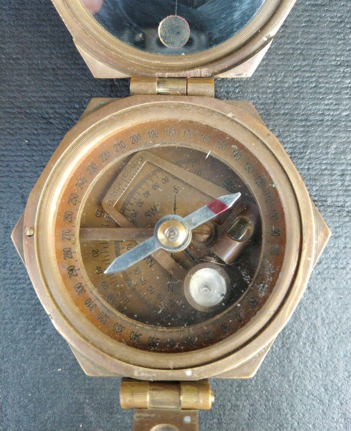 Stanley Brass Nautical Compass, Natural Sine, Near Mint - Ruby Lane