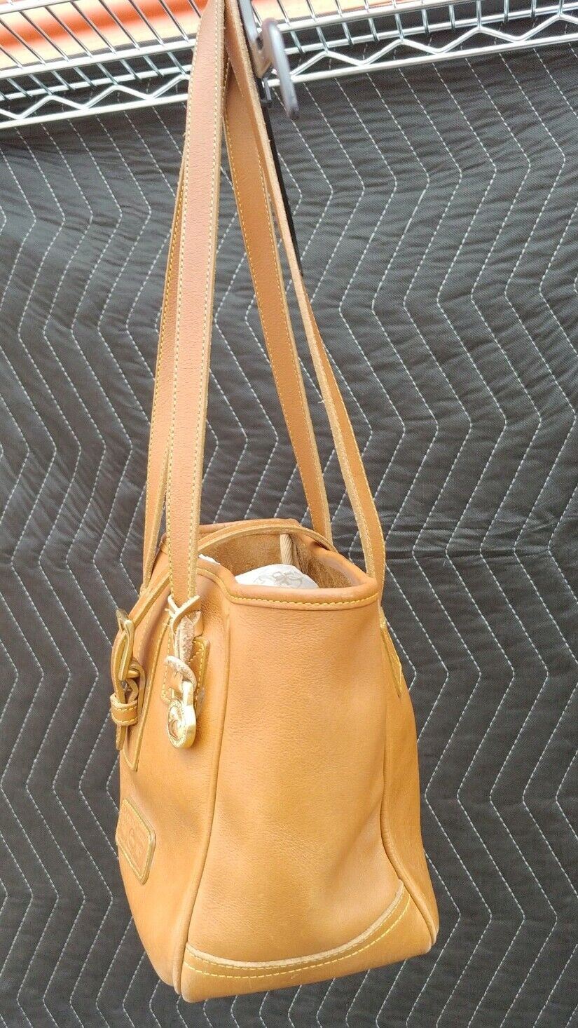 Vtg DOONEY & BOURKE British Tan Brown Leather HOBO Shoulder Tote Purse Bag USA