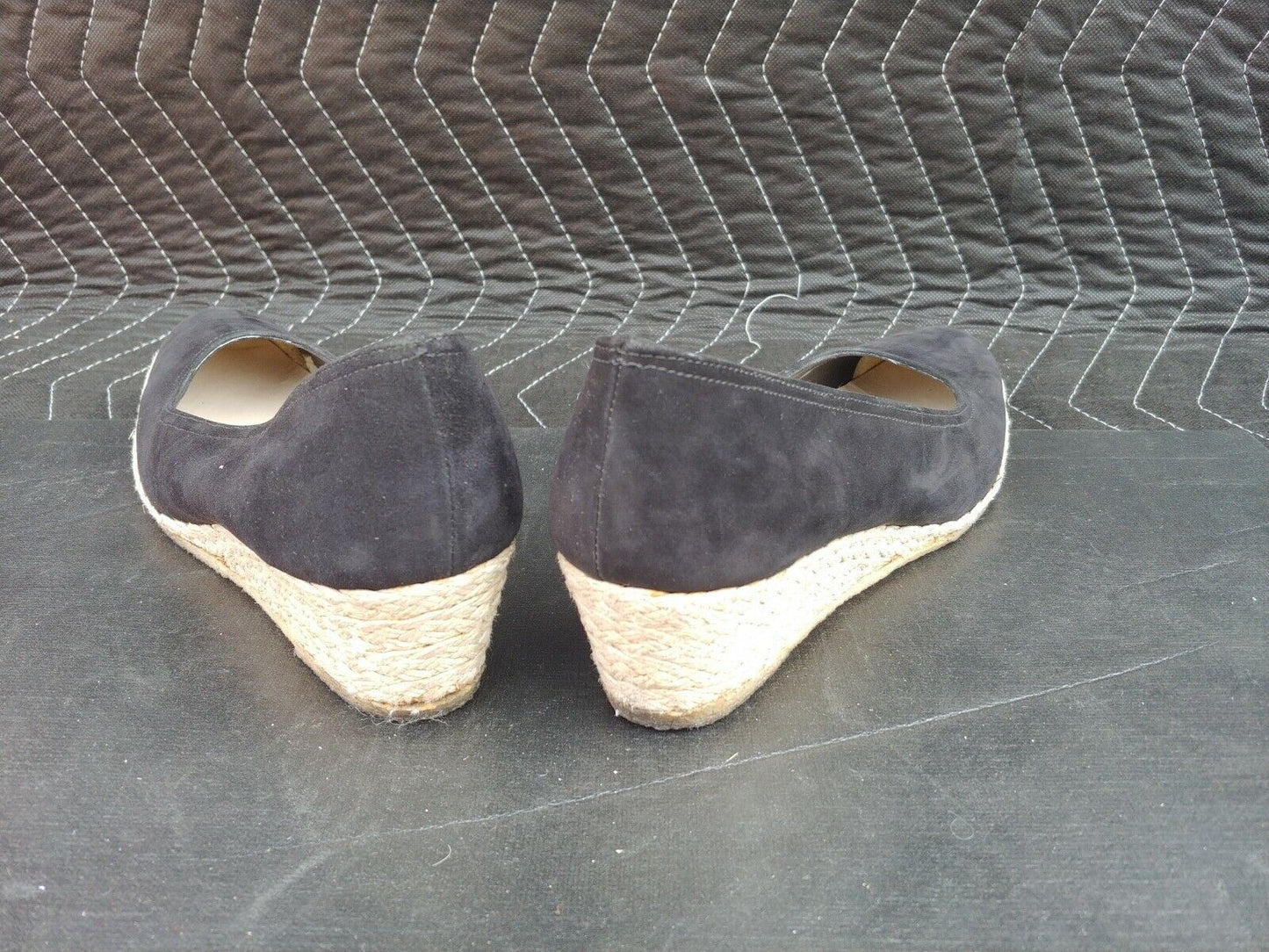 Salvatore Ferragamo WOMENS WEDGE BLACK Suede Shoe Weave -  SZ 9 A